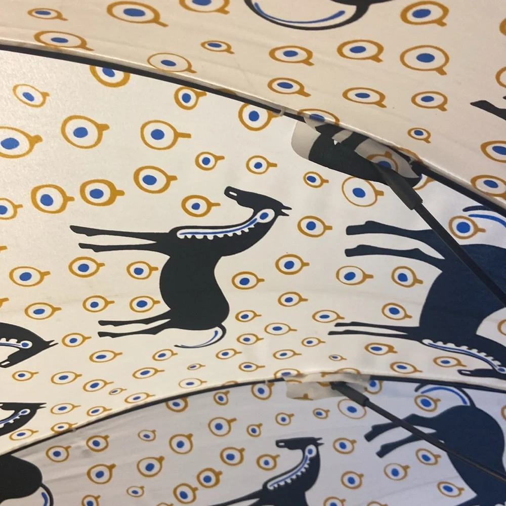 COPY - Marimekko horses umbrella. Wooden handle, NOT mini! - Picture 3 of 7